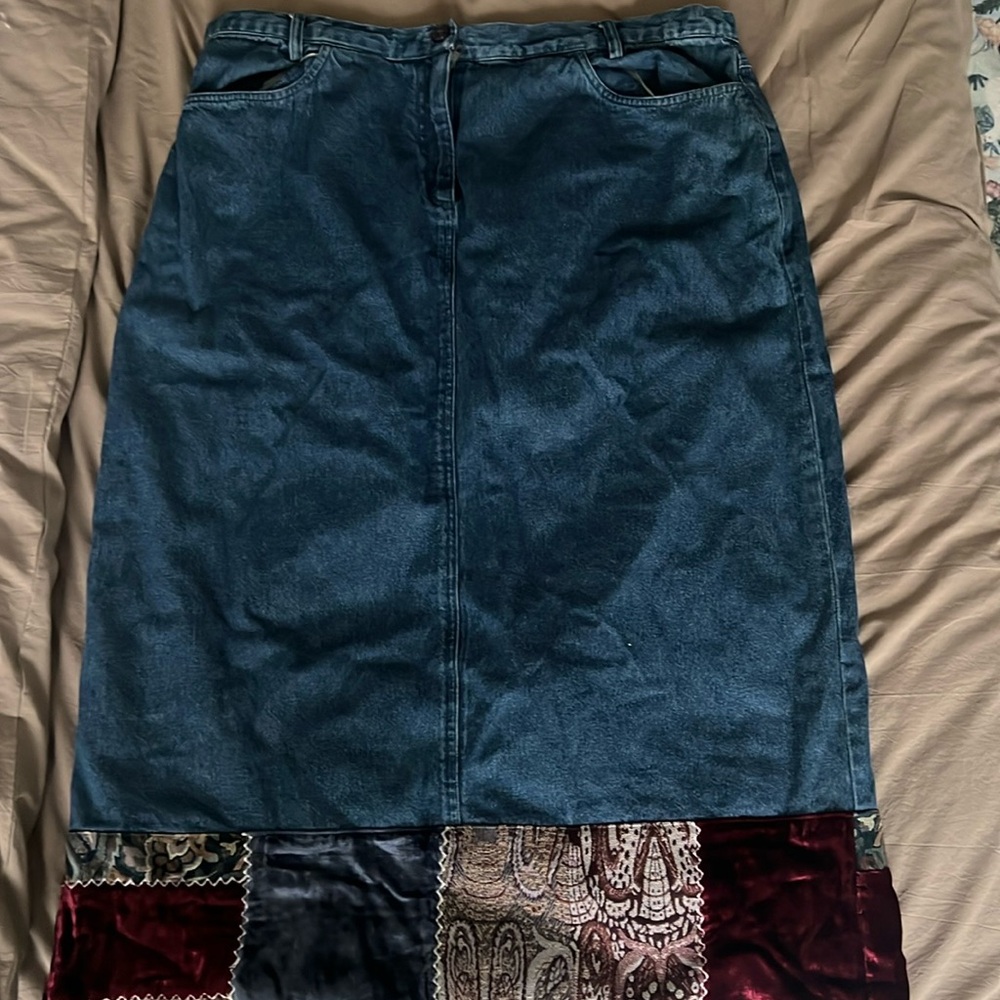 Patchwork Denim Skirt